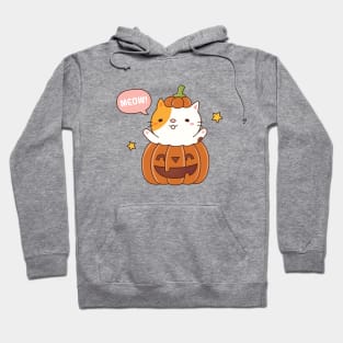 Cute Cat In Carved Pumpkin Halloween Hoodie